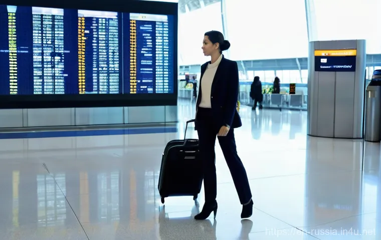 러시아 항공 여행 주의사항 - **Image Prompt: Global Traveler in a Modern Transit Hub**
    A sleek, high-definition photograph ca...