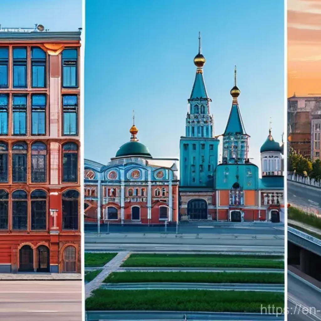 러시아 산업 도시 탐방 - Here are three detailed image prompts in English, designed to capture the essence of Russia's indust...