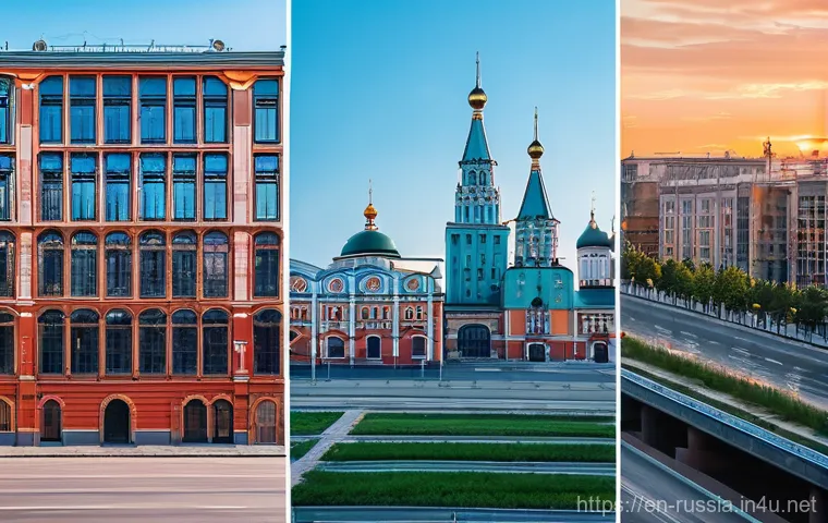 러시아 산업 도시 탐방 - Here are three detailed image prompts in English, designed to capture the essence of Russia's indust...