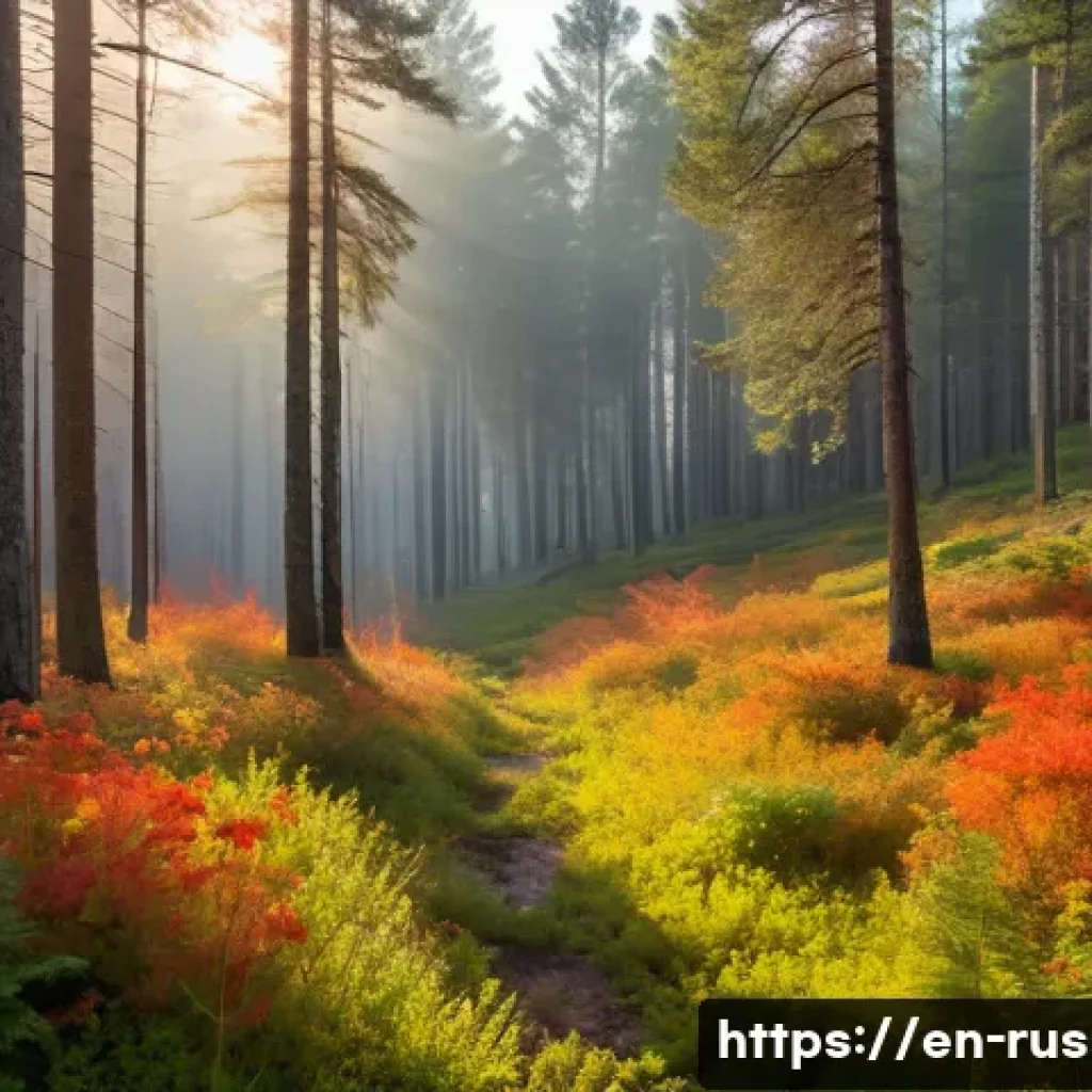 러시아 숲과 국립공원 - A panoramic view of the Siberian taiga forest in early autumn, featuring towering Siberian pine tree...